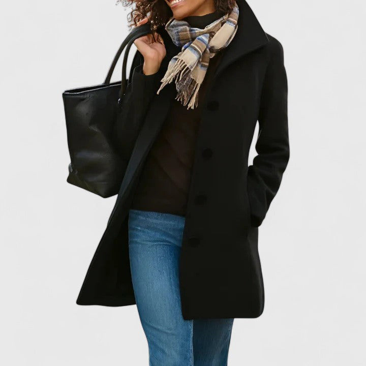 Manteau Long Femme Boutonné Coupe Décontractée