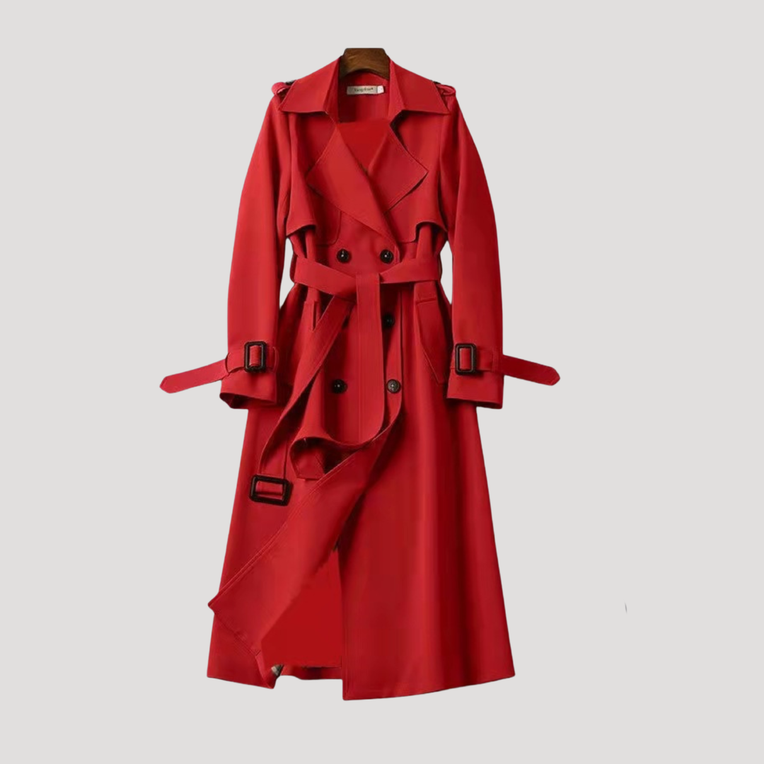 Trench Femme Long Ceinturé À Double Boutonnage