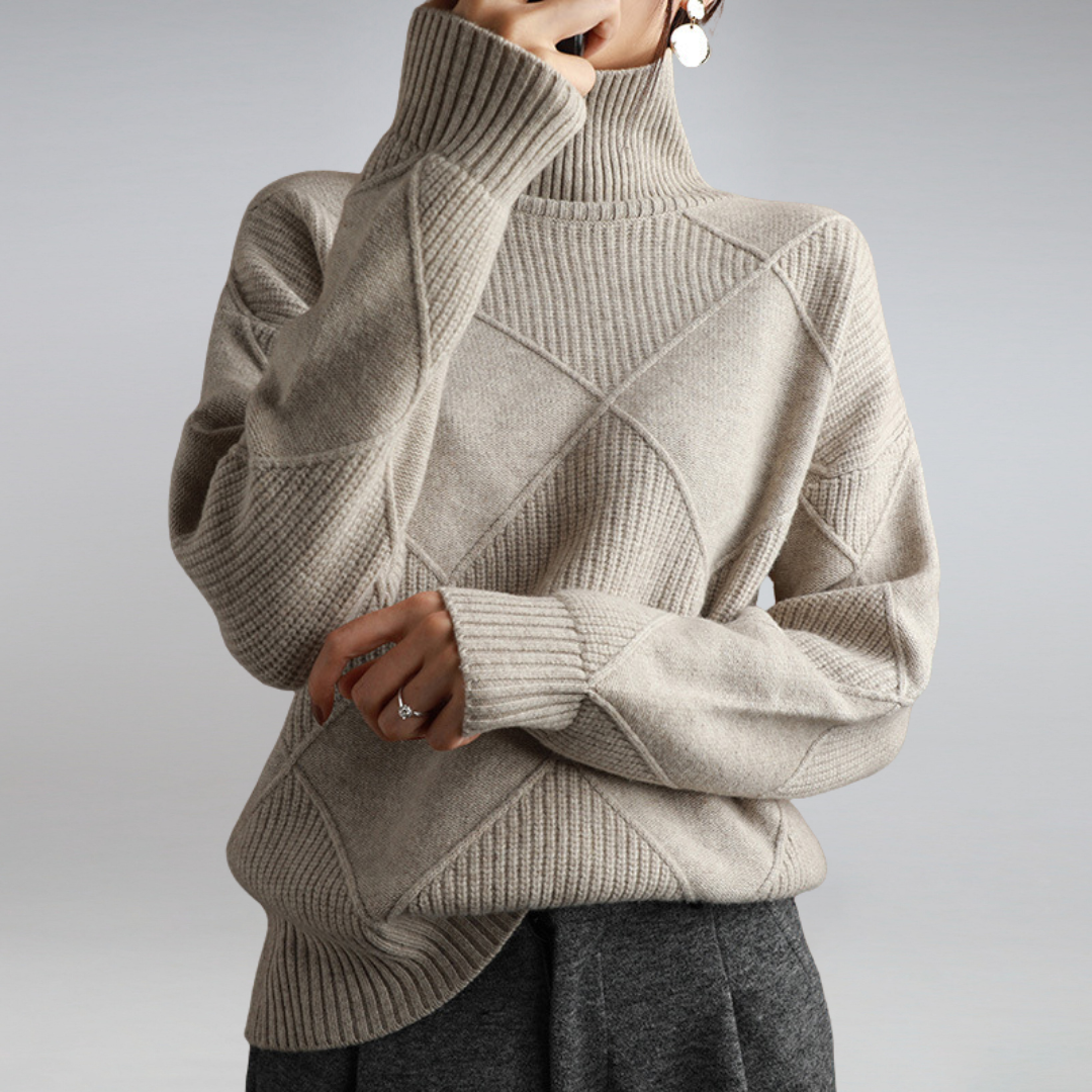 Pull Femme En Cachemire À Col Roulé Coupe Ajustée