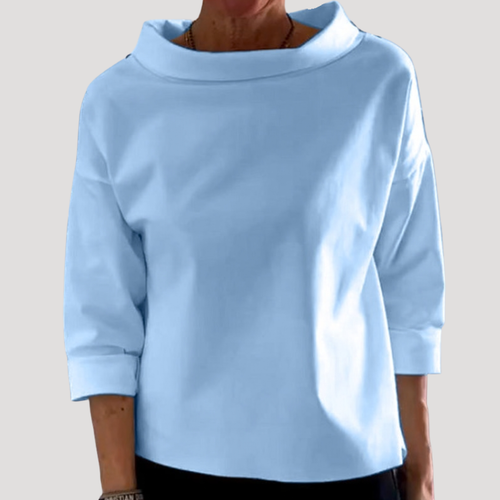 Blouse Femme Fluide À Col Montant Et Manches Longues