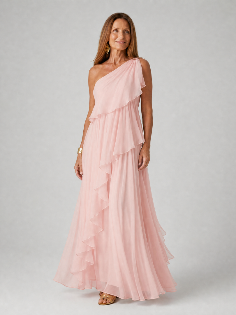 Robe Longue Asymétrique Femme À Volants En Cascade
