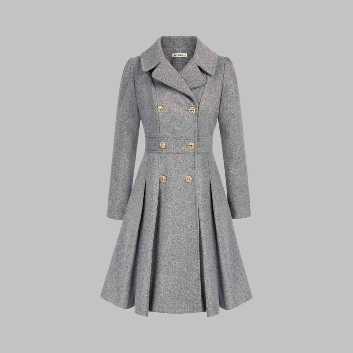 Manteau à double boutonnage et manches longues pour femme