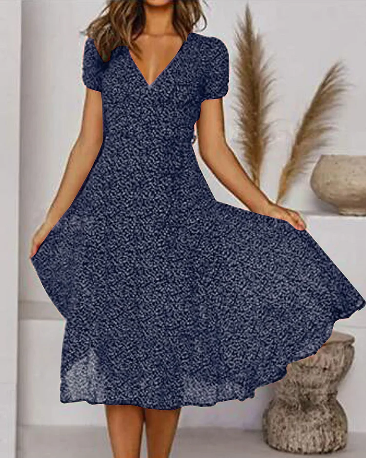 Robe Fleurie Femme En Mousseline Fluide Avec Col En V