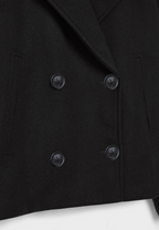 Blazer Court Femme À Revers Pointus Et Double Boutonnage