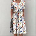 Robe Fleurie Femme Évasée Décontractée Avec Poches