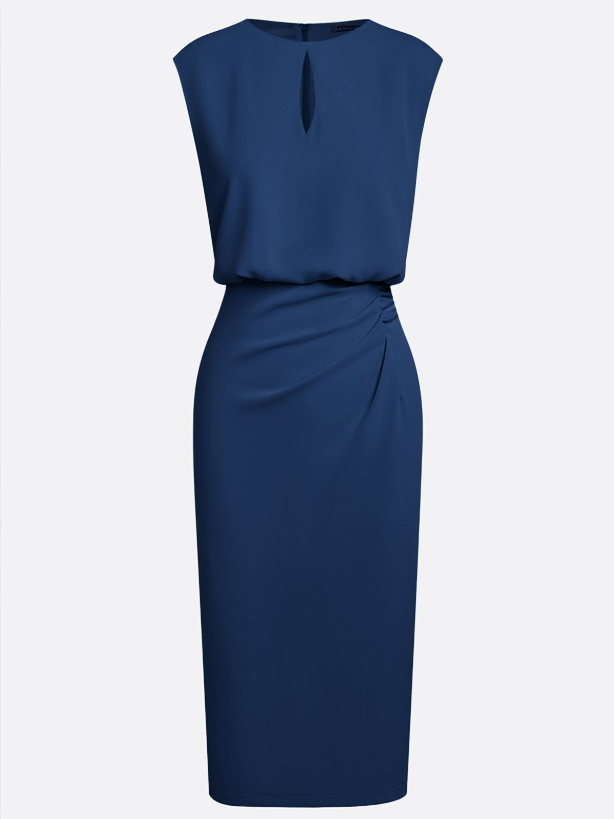 Robe Midi Femme Drapée À Décolleté Ouvert Et Coupe Ajustée