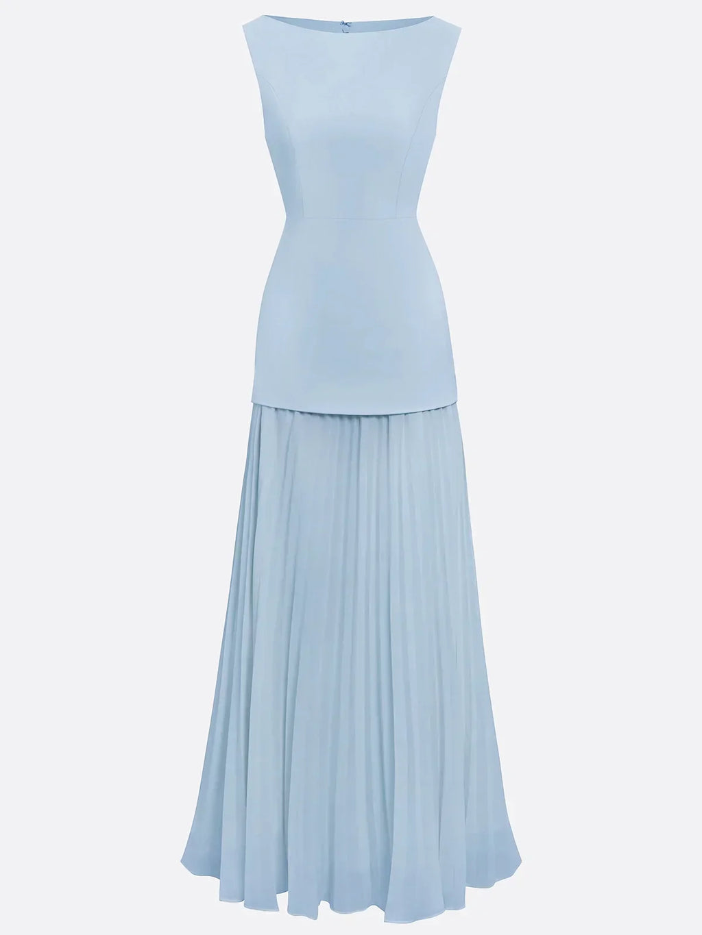 Robe longue plissée sans manches pour femme