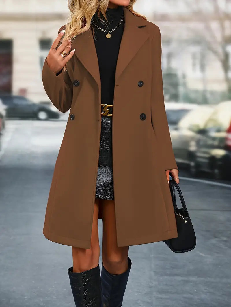 Trench Femme Double Boutonnage À Col À Revers Ajusté