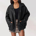 Veste Femme En Simili Cuir Oversize Style Biker