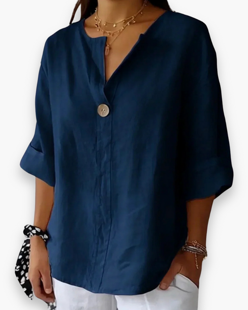 Blouse Femme Fluide Ample À Col V Et Coupe Décontractée