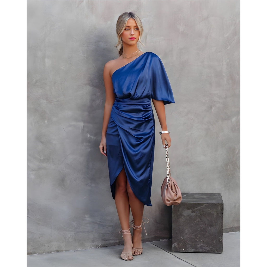 Robe Cocktail Femme Asymétrique Élégante Pour Soirée