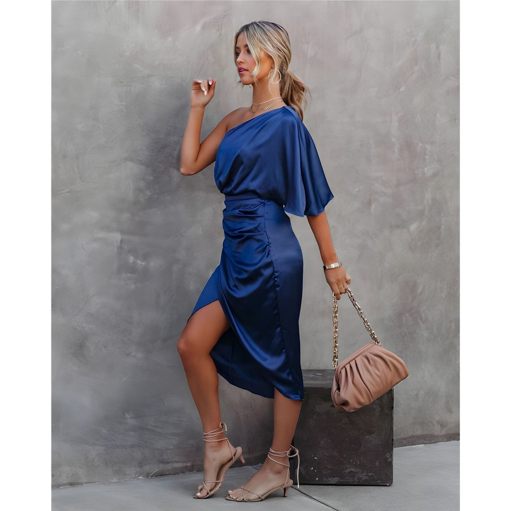 Robe Cocktail Femme Asymétrique Élégante Pour Soirée