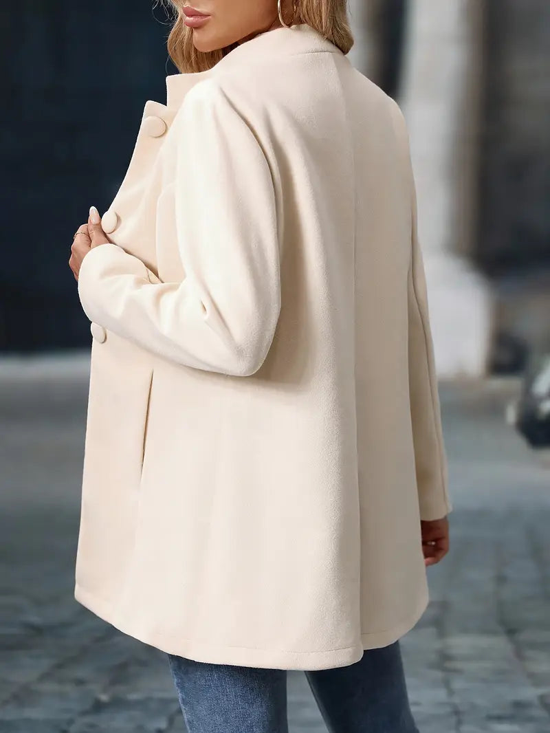 Manteau Femme Hiver Mi-Long Col Montant Coupe Structurée