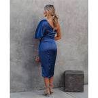 Robe Cocktail Femme Asymétrique Élégante Pour Soirée