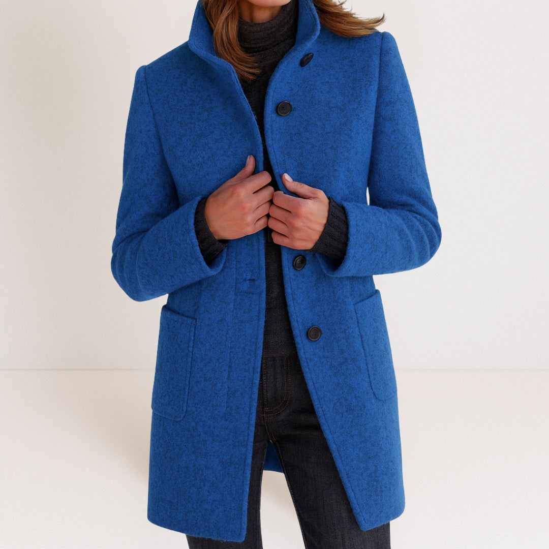 Manteau Hiver Femme En Laine Mélangée À Col Montant