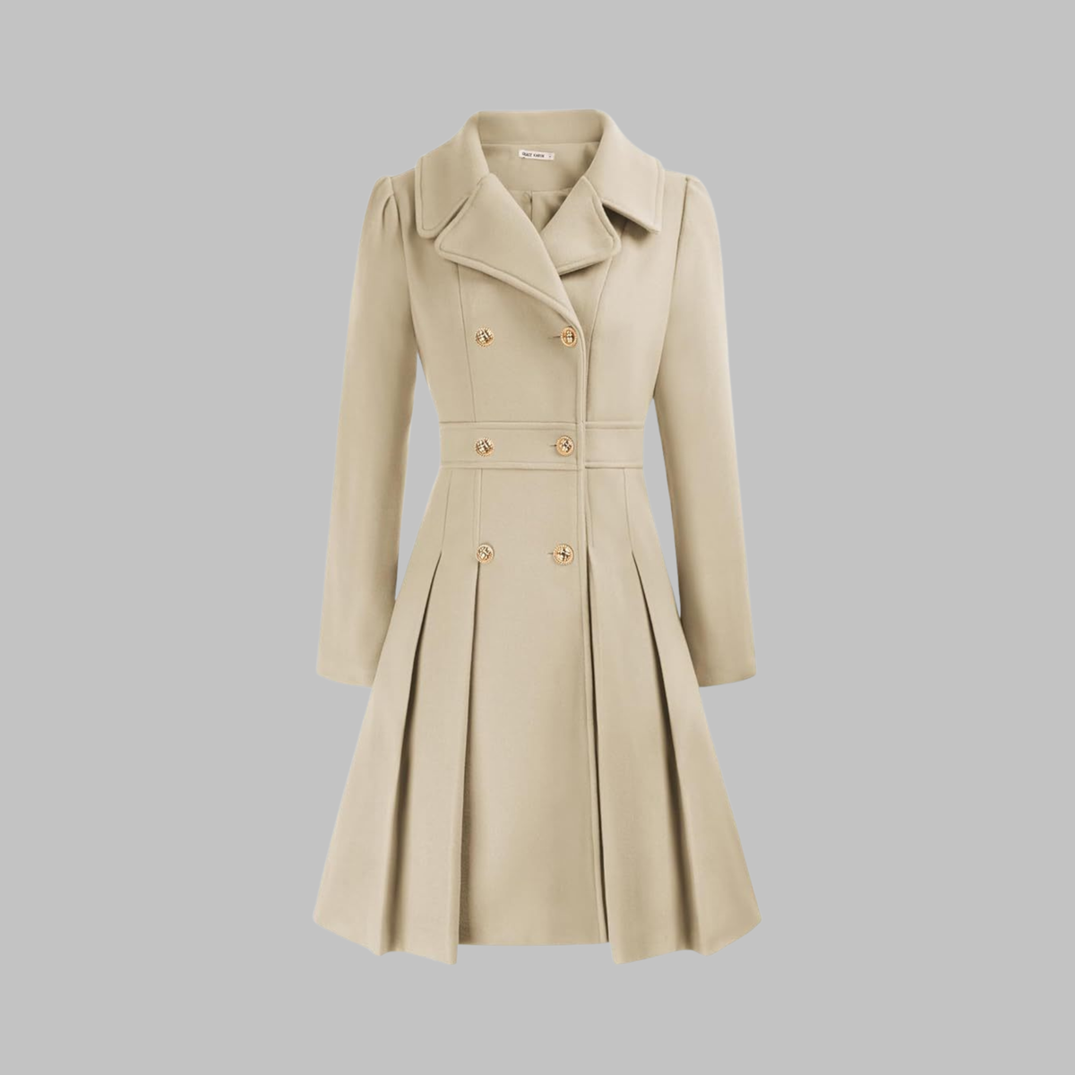 Manteau à double boutonnage et manches longues pour femme