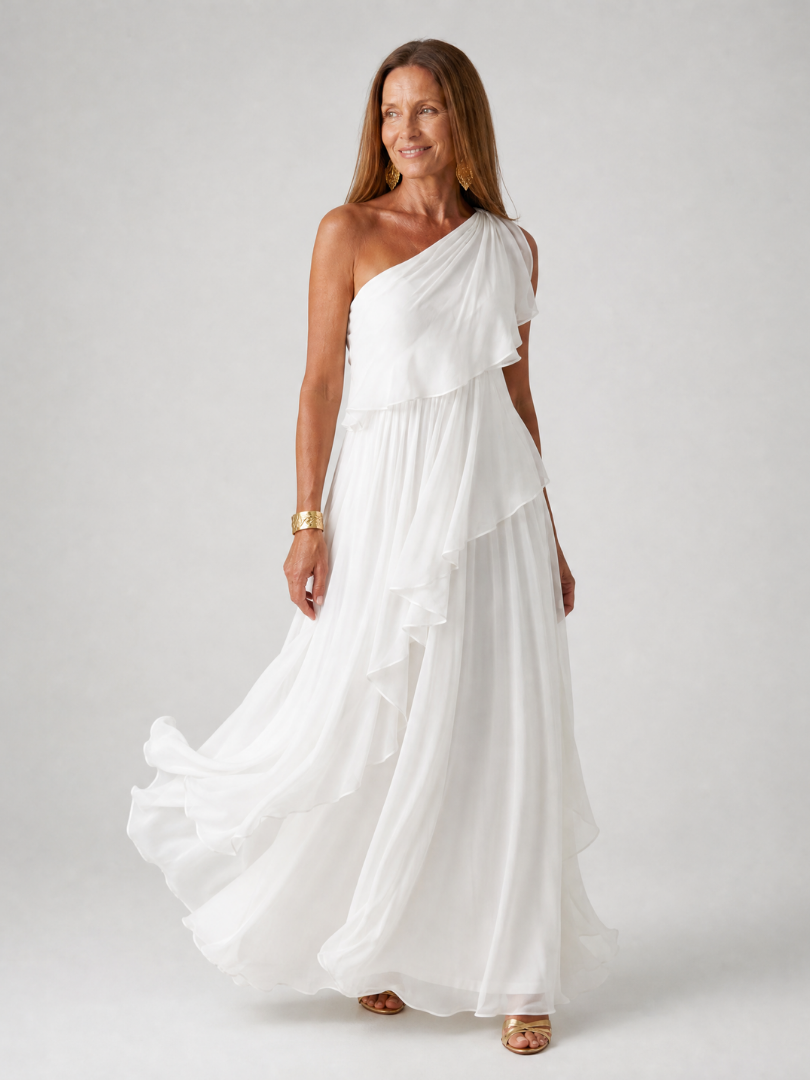 Robe Longue Asymétrique Femme À Volants En Cascade