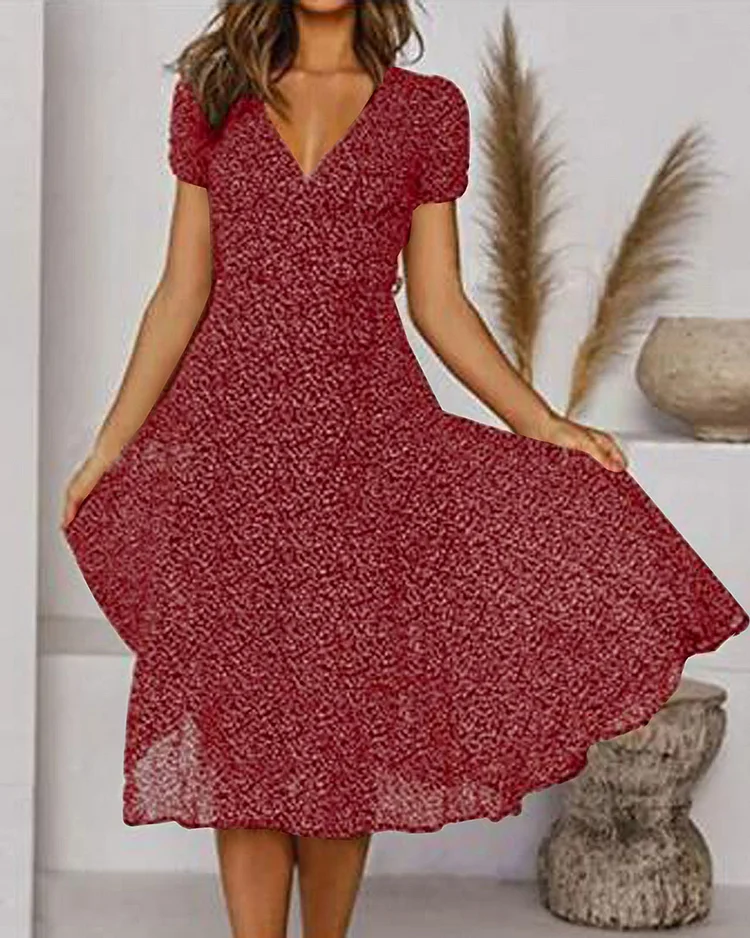 Robe Fleurie Femme En Mousseline Fluide Avec Col En V