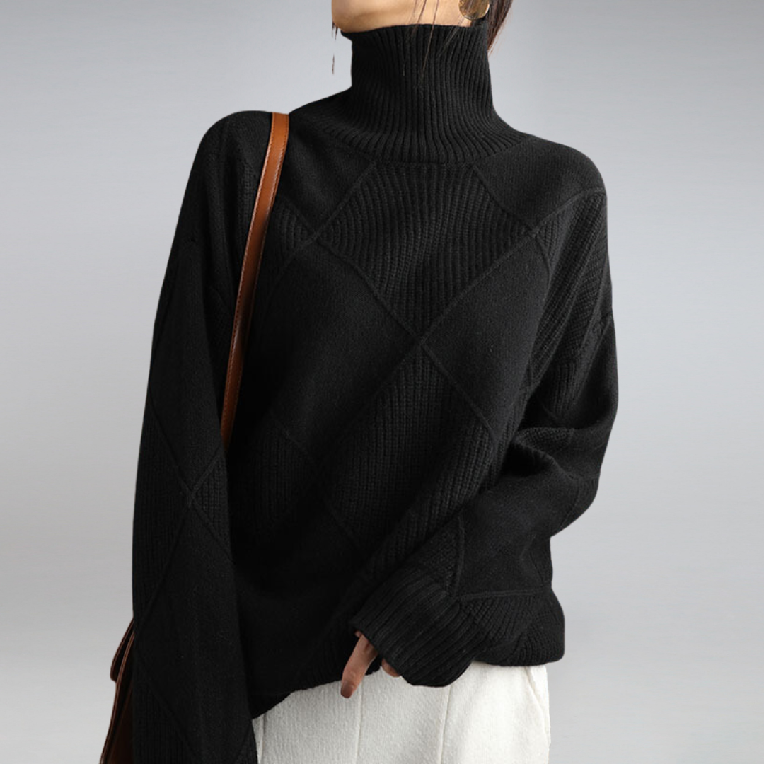Pull Femme En Cachemire À Col Roulé Coupe Ajustée