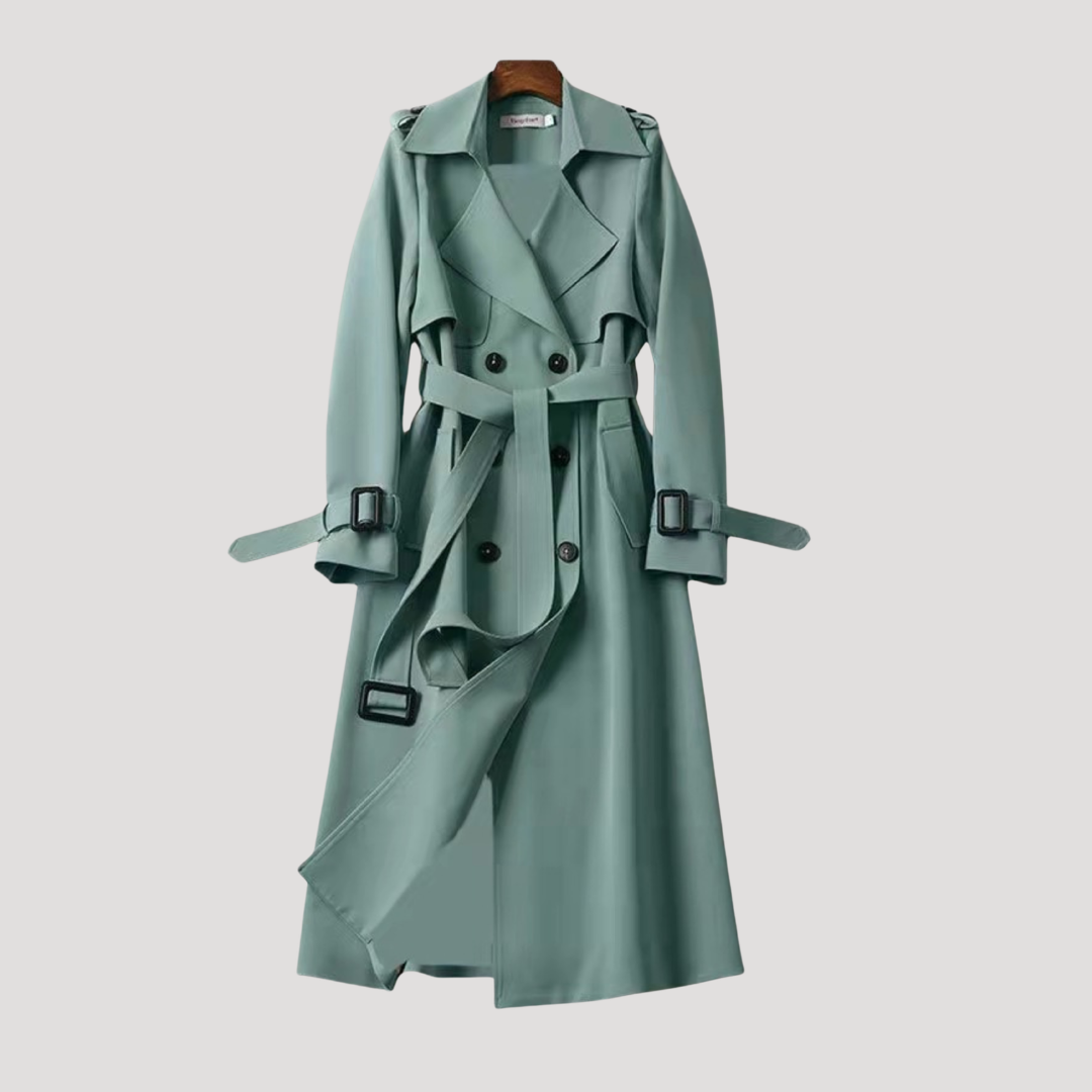 Trench Femme Long Ceinturé À Double Boutonnage