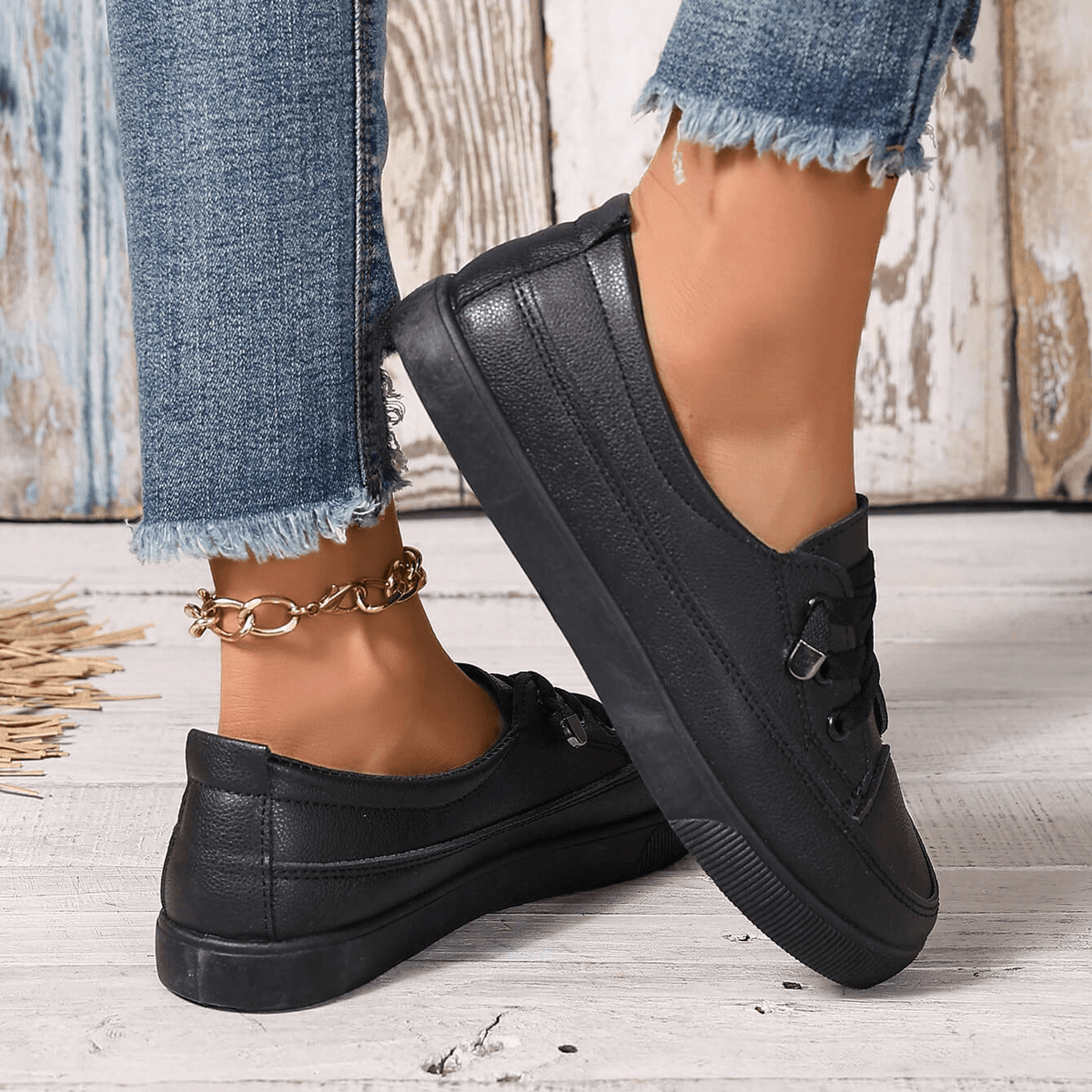 Chaussures Femme Orthopédiques En Cuir À Lacets Confortables