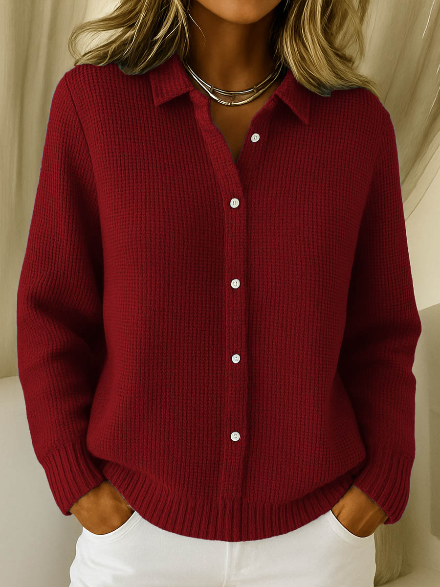 Cardigan Femme En Maille Douce Boutonné À Manches Longues