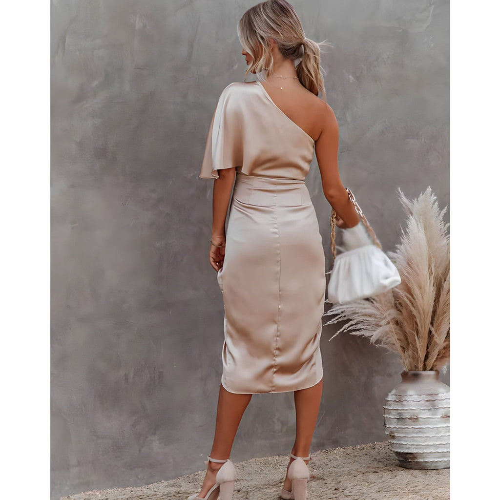 Robe Cocktail Femme Asymétrique Élégante Pour Soirée