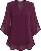Blouse Femme Fluide Légère À Manches Chauve-Souris