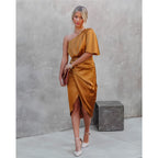 Robe Cocktail Femme Asymétrique Élégante Pour Soirée