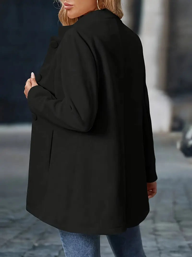Manteau Femme Hiver Mi-Long Col Montant Coupe Structurée