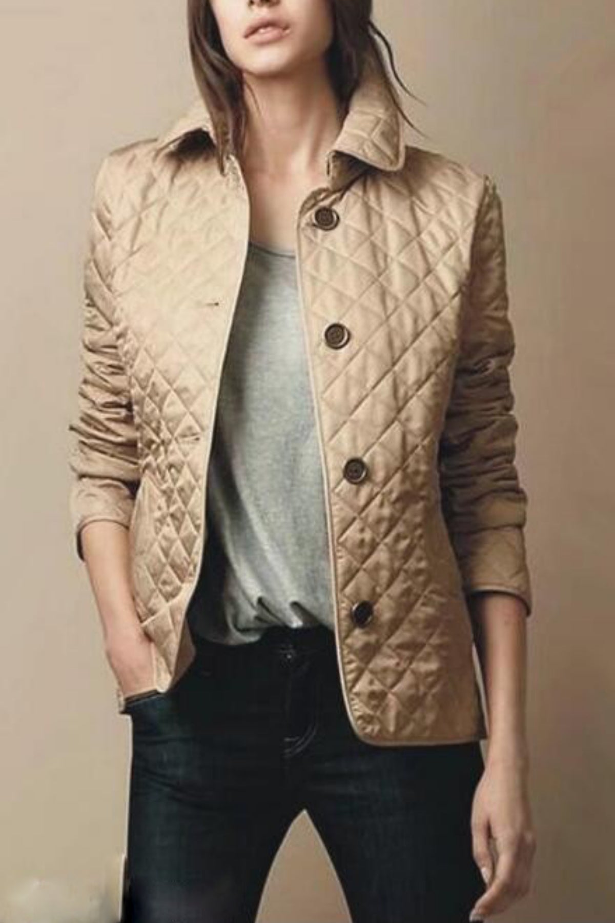 Veste Matelassée Femme Boutonnée Et Coupe Ajustée