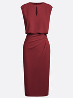 Robe Midi Femme Drapée À Décolleté Ouvert Et Coupe Ajustée