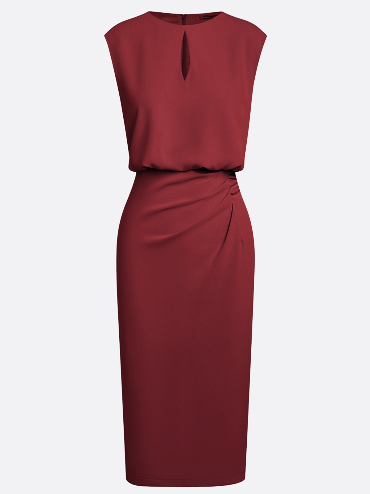 Robe Midi Femme Drapée À Décolleté Ouvert Et Coupe Ajustée