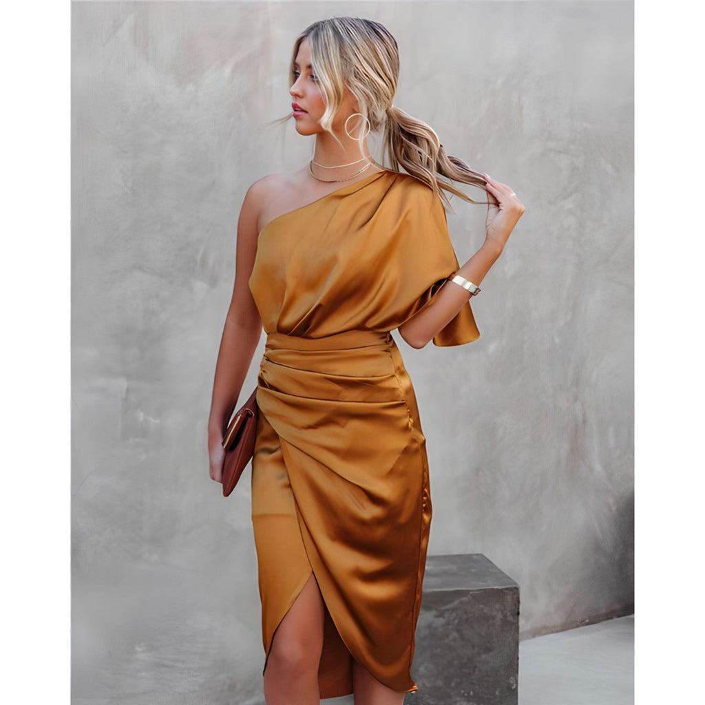 Robe Cocktail Femme Asymétrique Élégante Pour Soirée