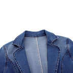 Veste Blazer En Jean Femme À Épaules Structurées