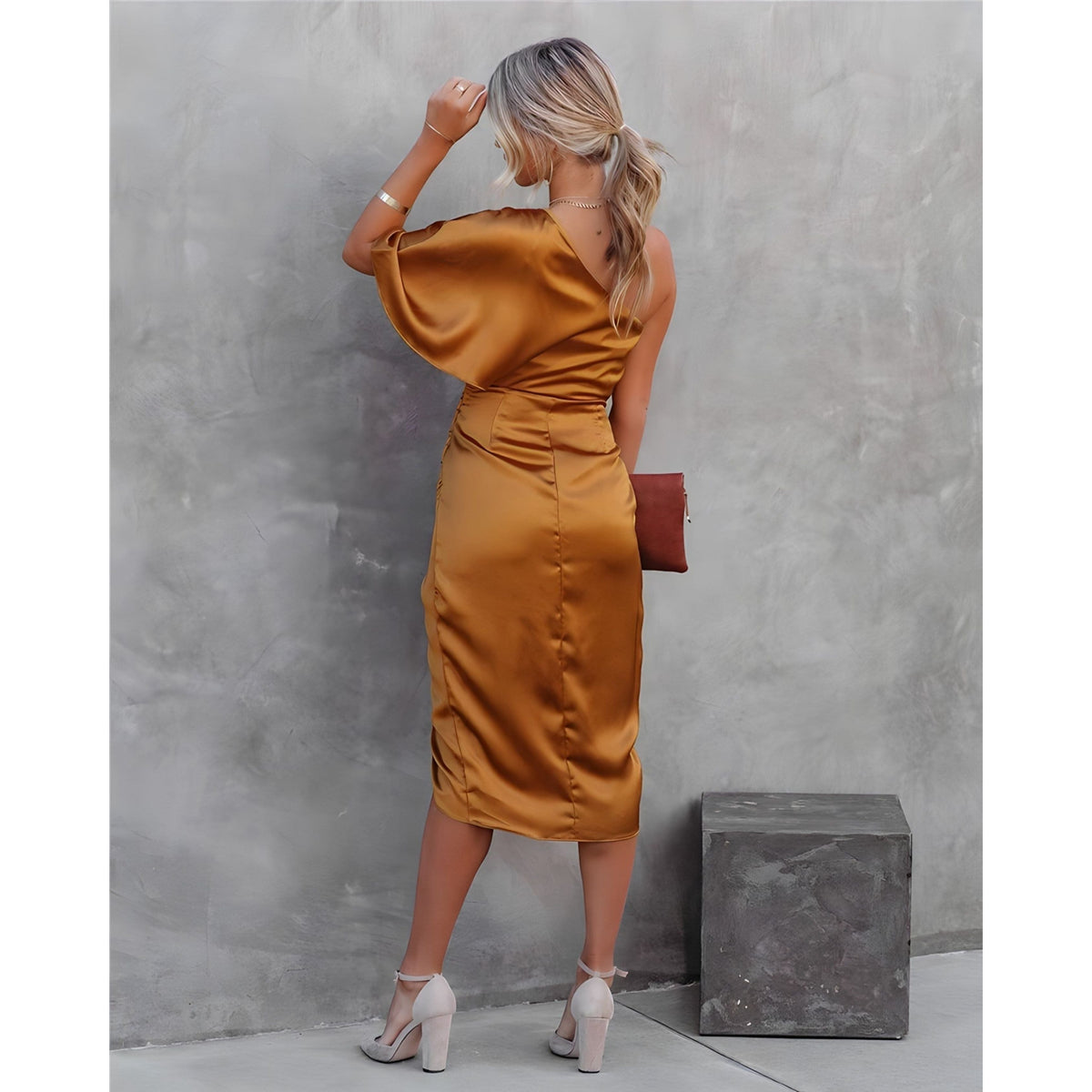 Robe Cocktail Femme Asymétrique Élégante Pour Soirée