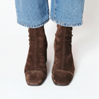 Bottines Femme Bout Carré Effet Suédine À Talon Bloc