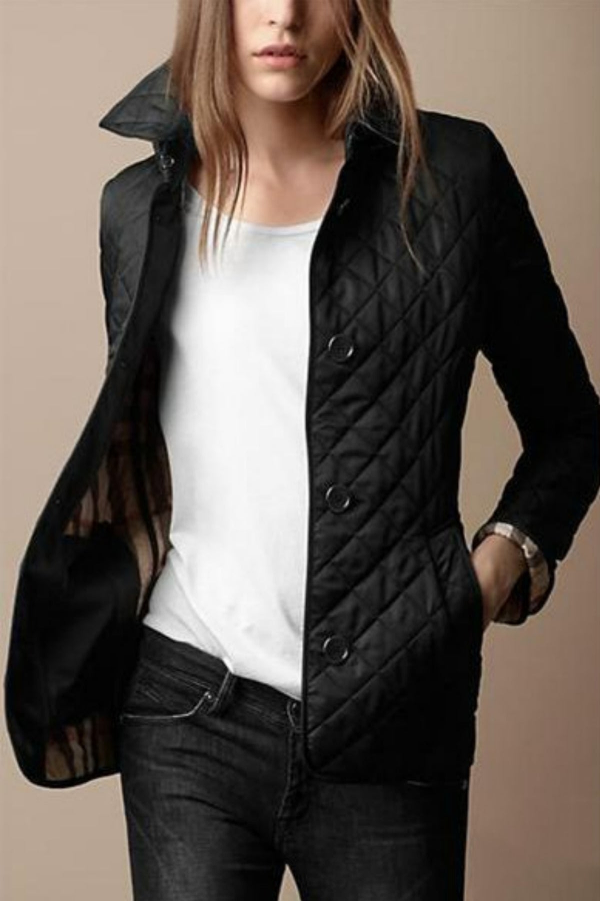 Veste Matelassée Femme Boutonnée Et Coupe Ajustée
