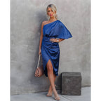 Robe Cocktail Femme Asymétrique Élégante Pour Soirée