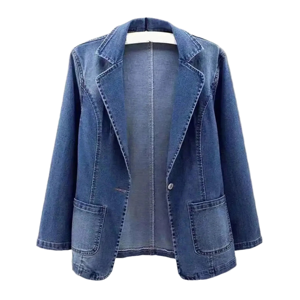 Veste Blazer En Jean Femme À Épaules Structurées