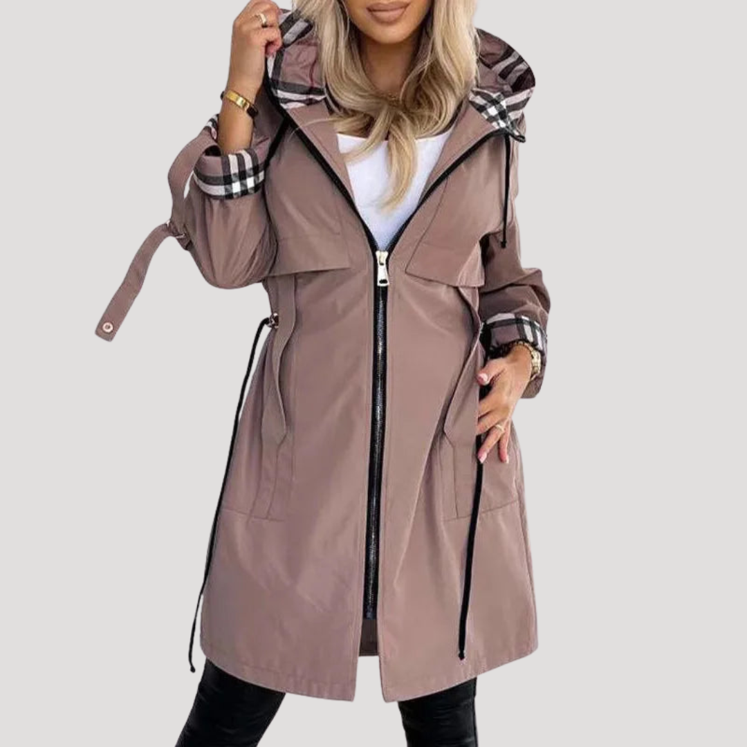 Manteau À Capuche Femme Long Ceinturé Décontracté
