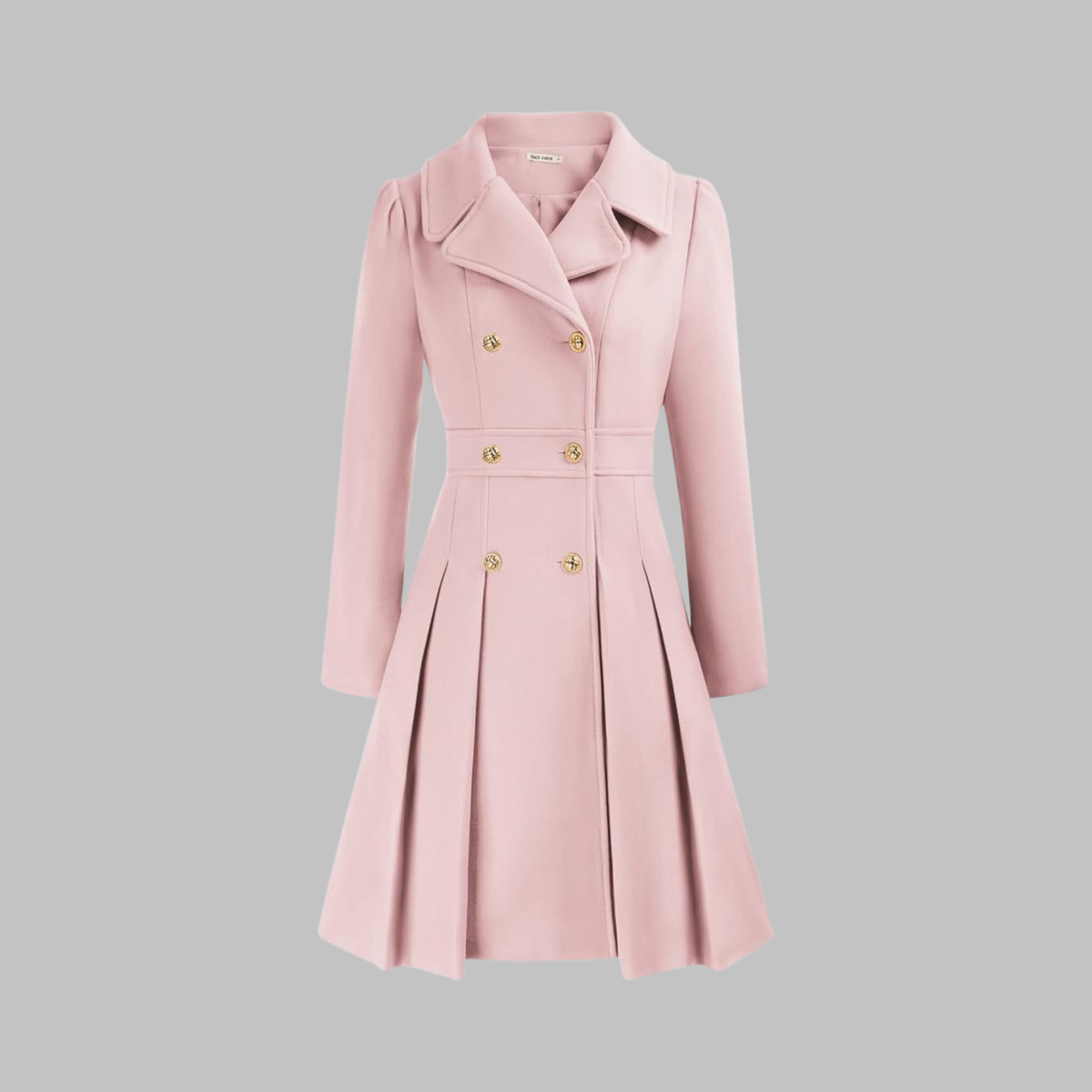 Manteau à double boutonnage et manches longues pour femme