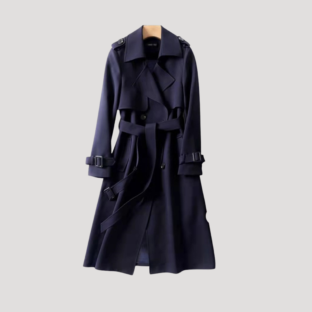 Trench Femme Long Ceinturé À Double Boutonnage