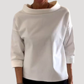 Blouse Femme Fluide À Col Montant Et Manches Longues