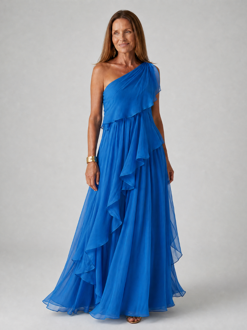 Robe Longue Asymétrique Femme À Volants En Cascade