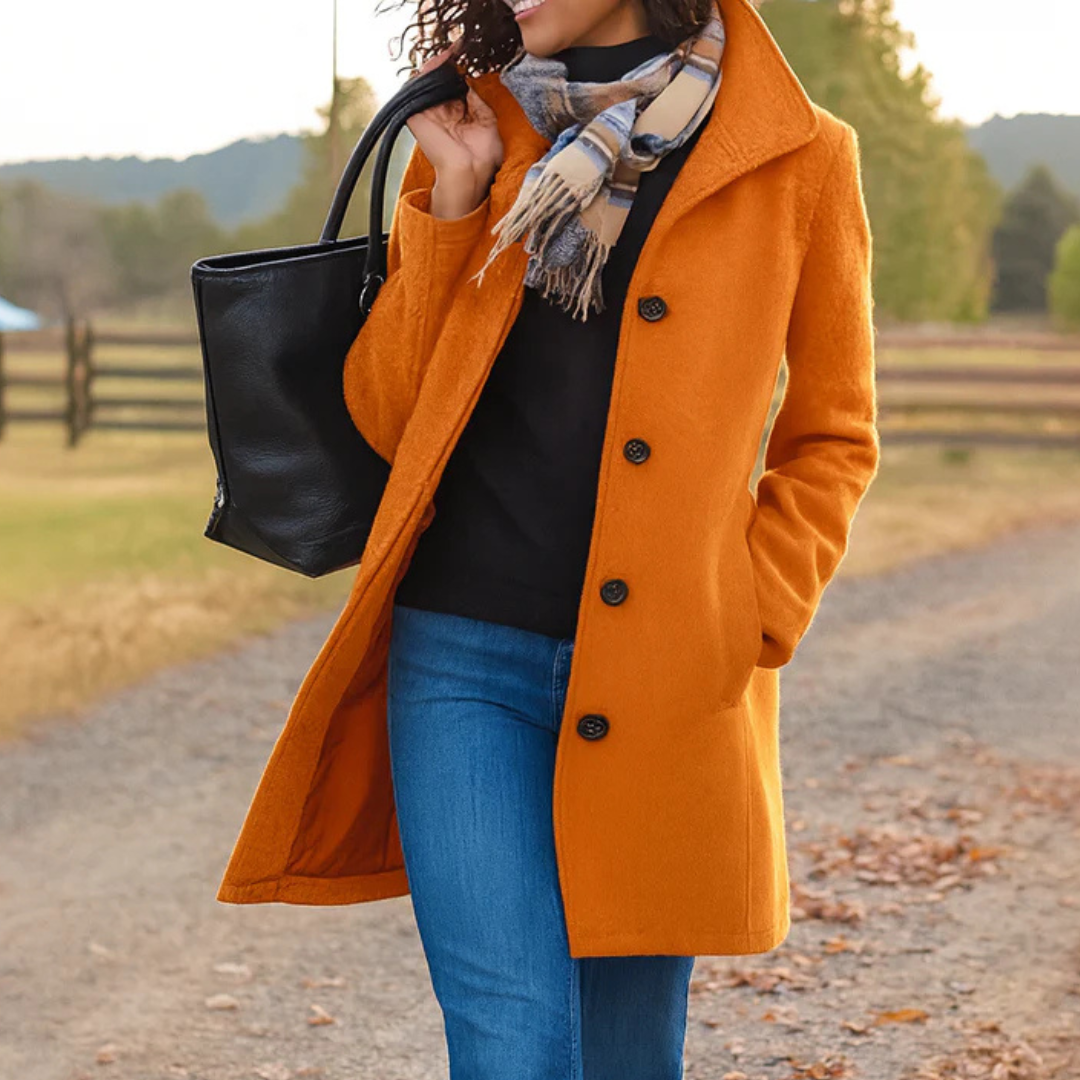 Manteau Femme Hiver À Coupe Droite Et Fermeture Boutons
