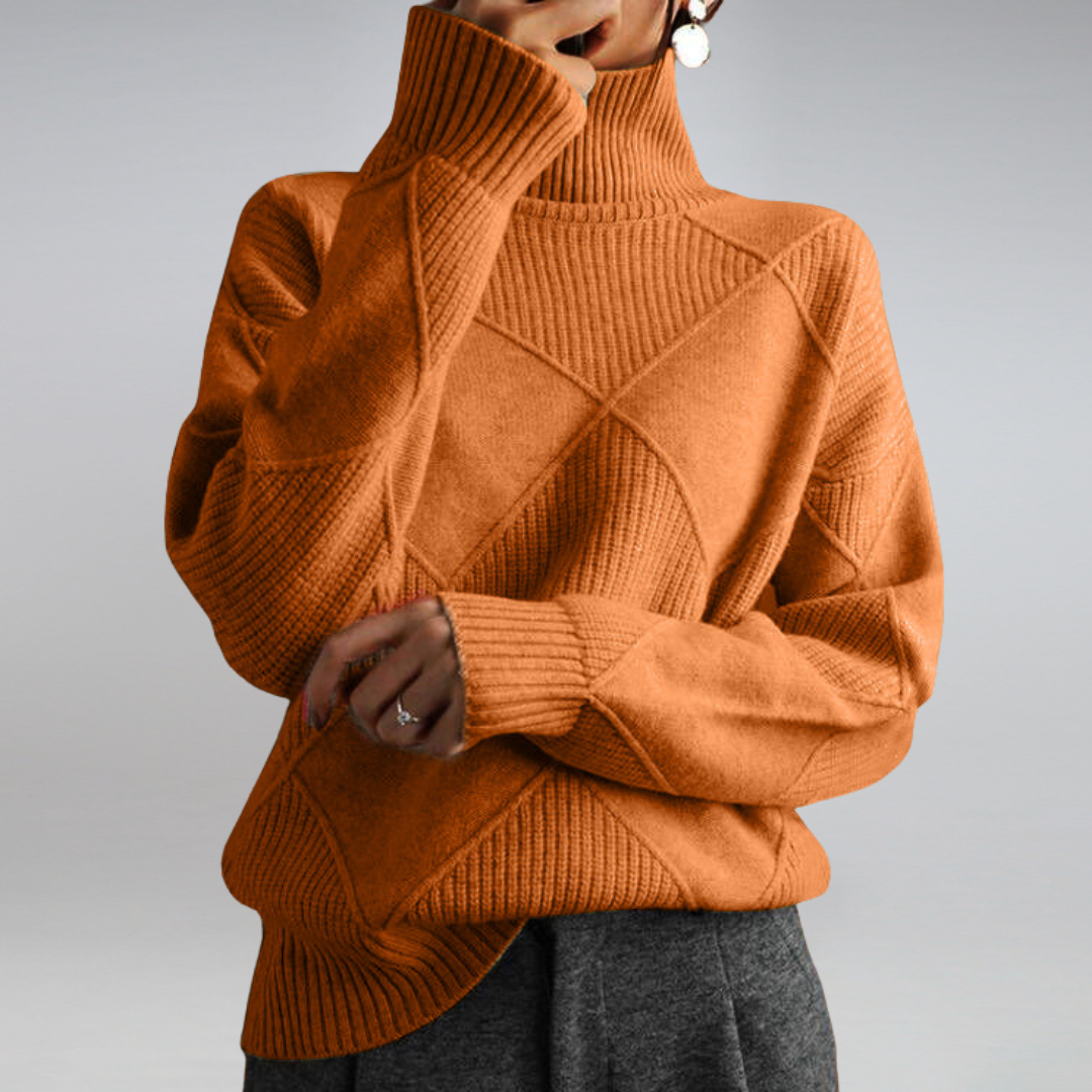 Pull Femme En Cachemire À Col Roulé Coupe Ajustée