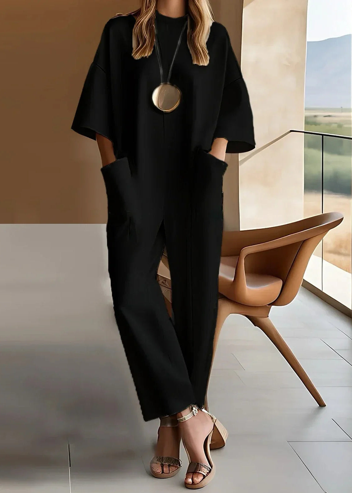 Combinaison Femme À Manches Larges Et Poches