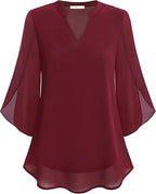 Blouse Femme Fluide Légère À Manches Chauve-Souris