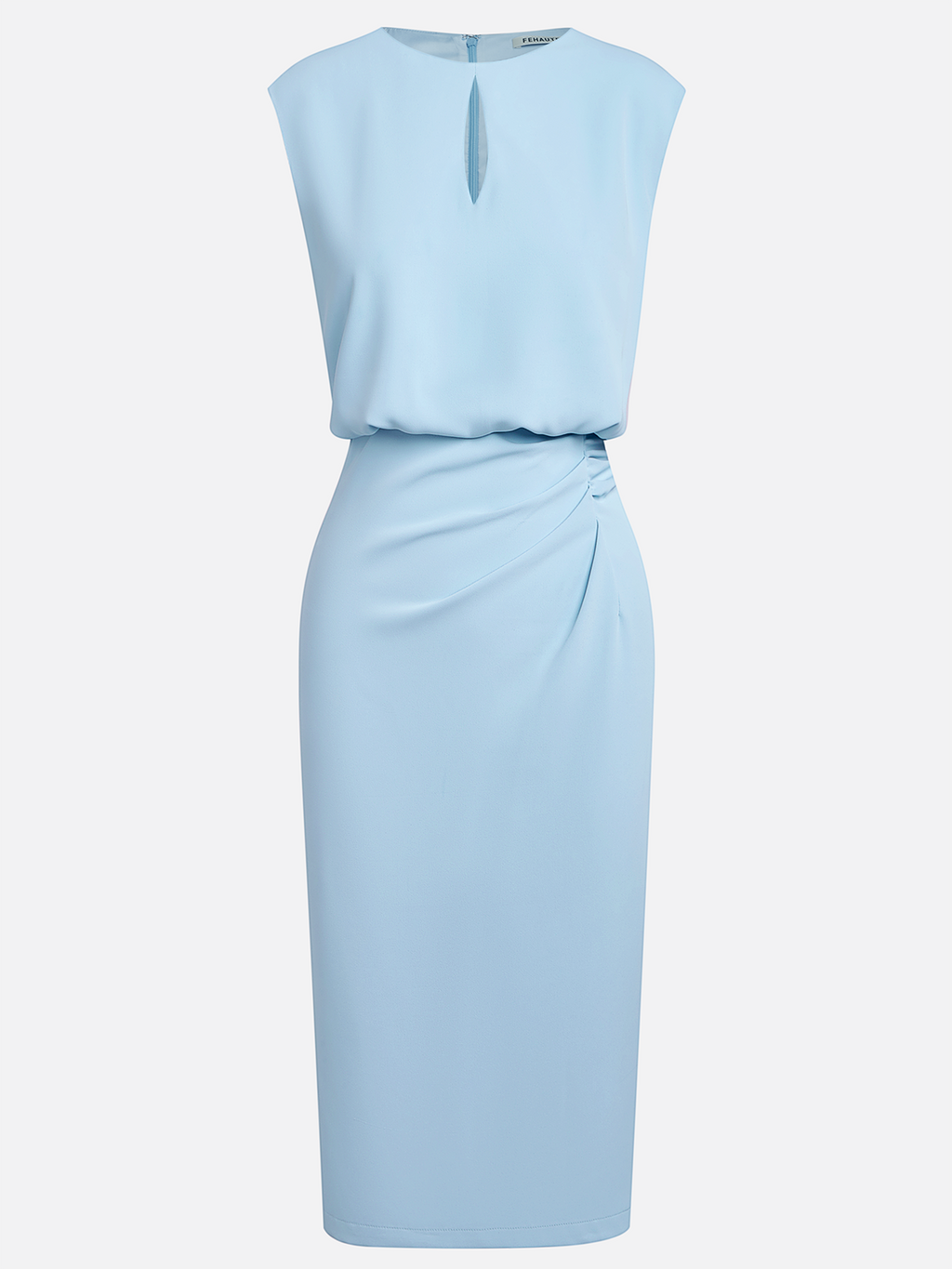 Robe Midi Femme Drapée À Décolleté Ouvert Et Coupe Ajustée